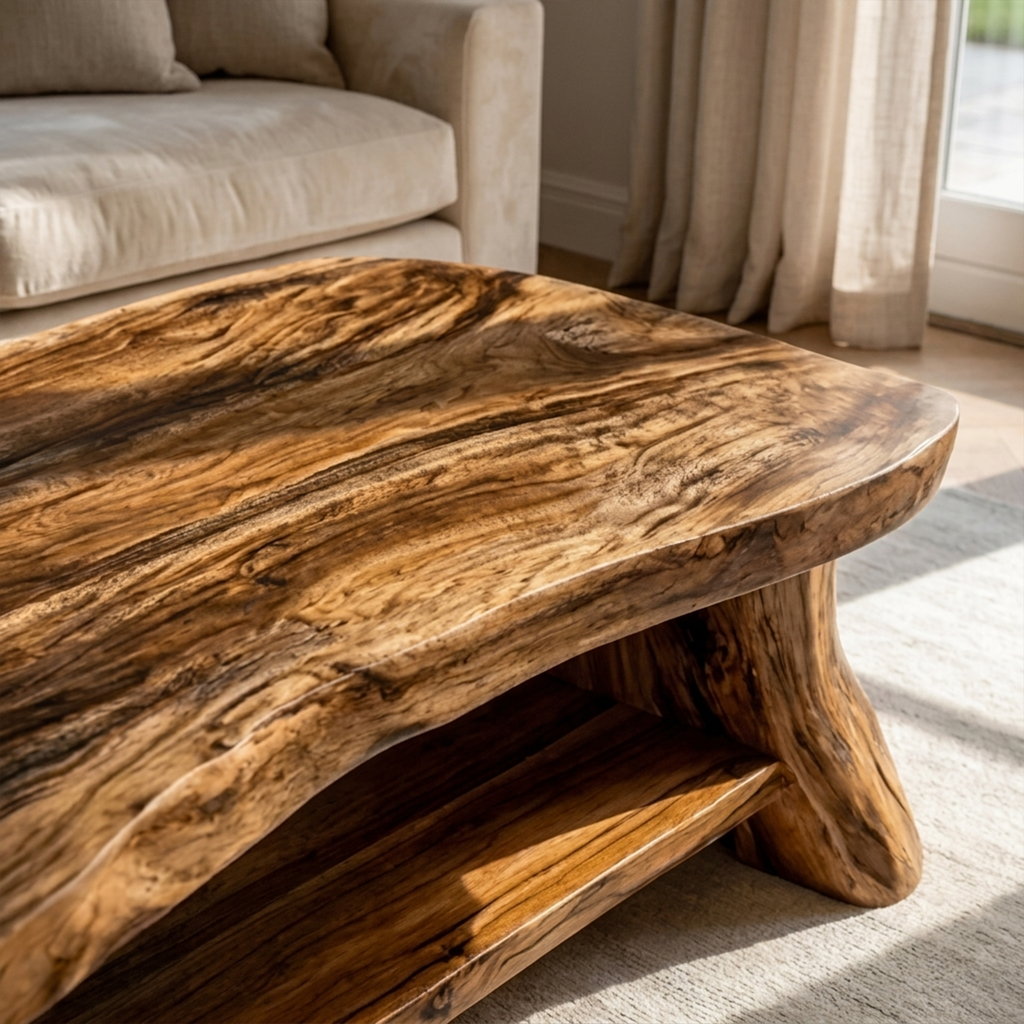 Rustic Slab Wood Coffee Table Living Room - view 3 of 8