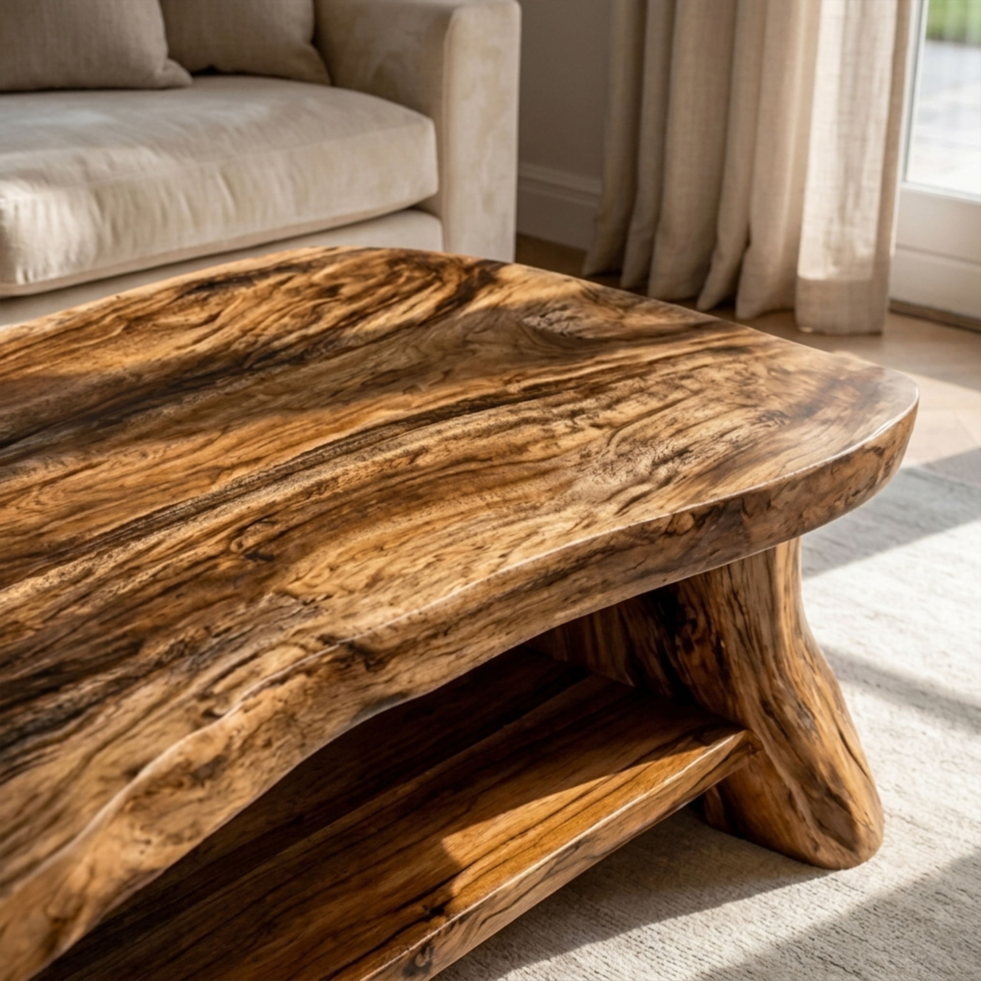 Rustic Slab Wood Coffee Table Living Room - view 3 of 8