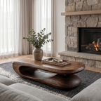 Organic Coffee Table With Flowing Monolithic Wood Form For Living Room - view 3 of 8