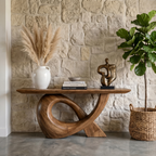 Sculptural Console Table With Flowing Curved Wood Base For Entryway And Living Room - view 3 of 8