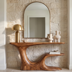 Rustic Organic Console Table With Live Edge Top And Sculptural Solid Wood Base For Entryway - view 3 of 8