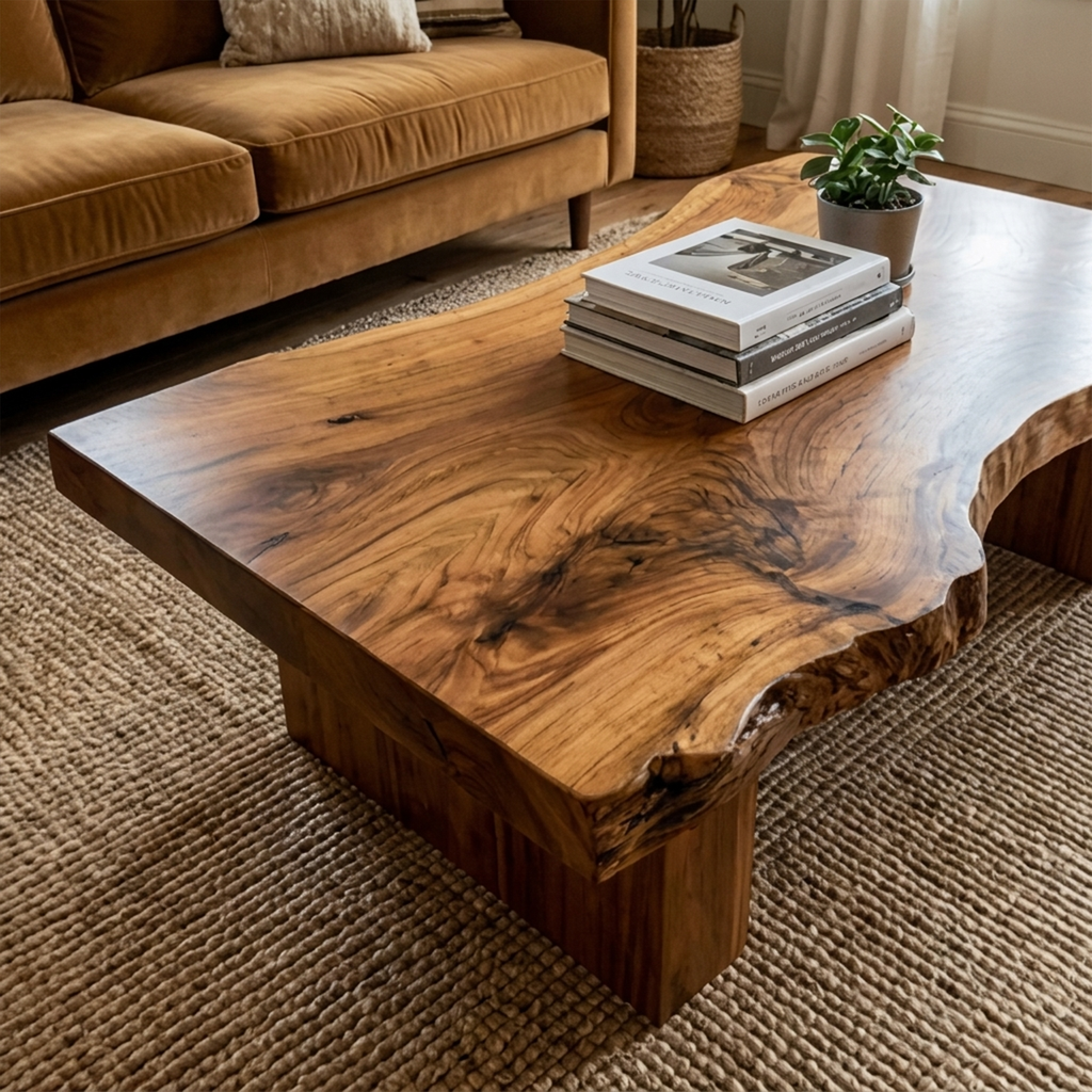 Rustic Sculptural Coffee Table Modern Living Room Display - view 2 of 8