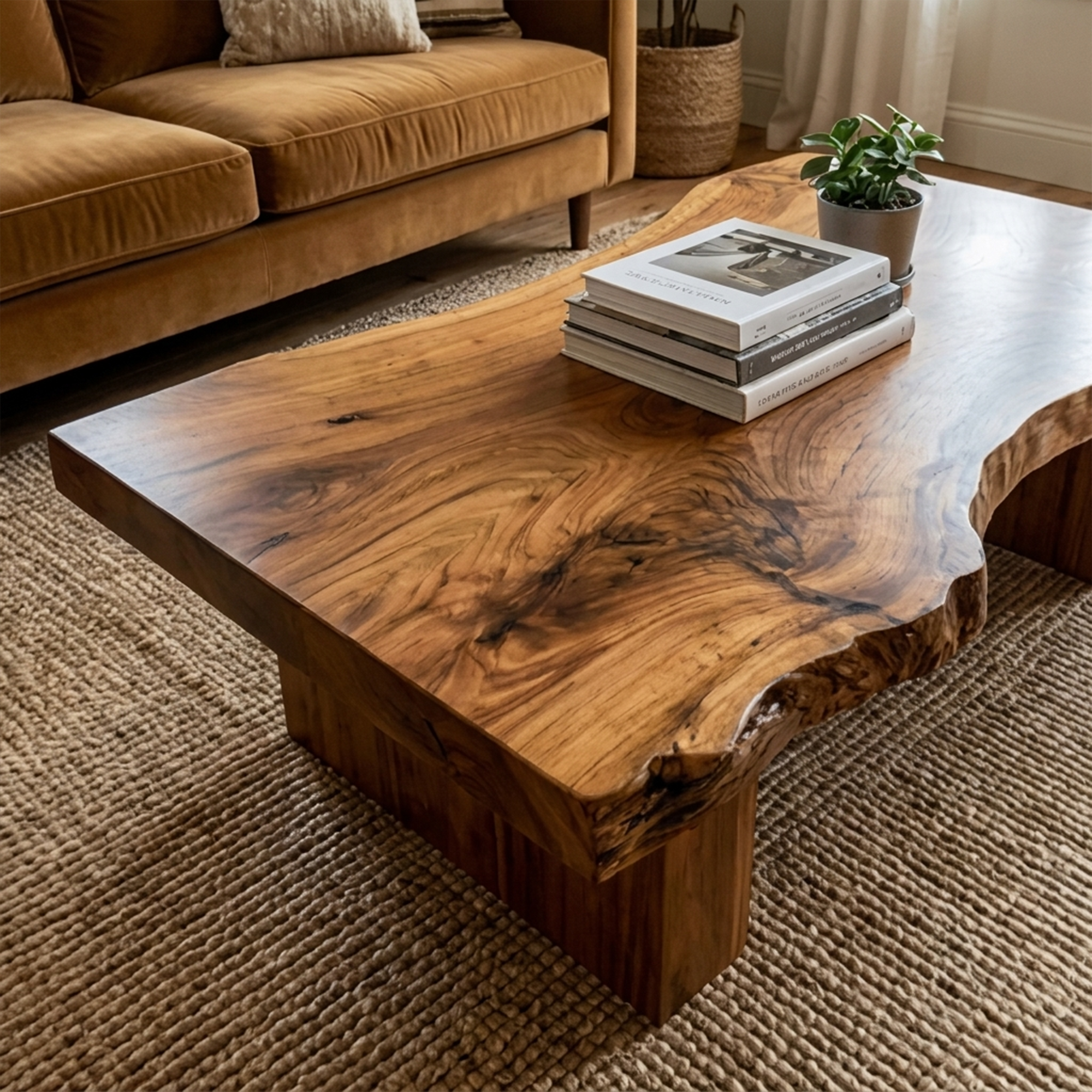 Rustic Sculptural Coffee Table Modern Living Room Display - view 2 of 8