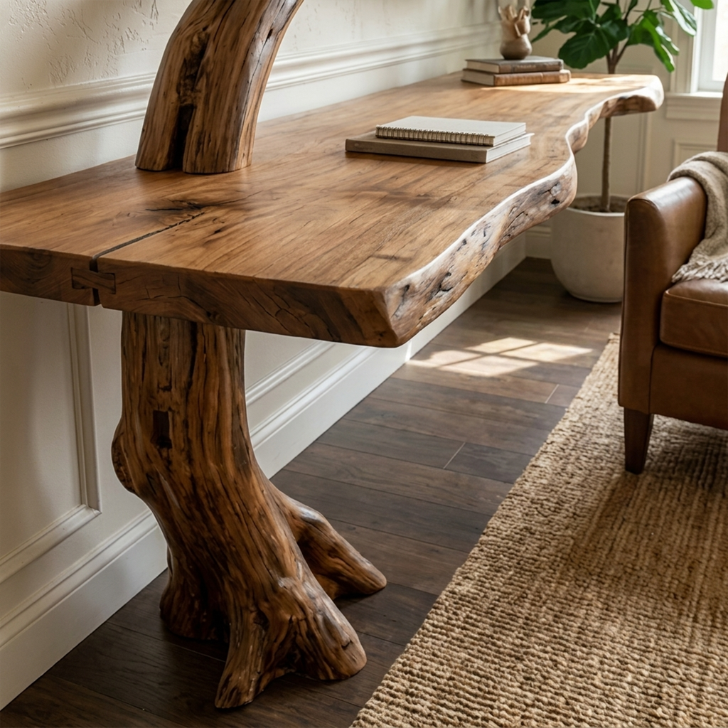 Rustic Console Table Artistic Tree Branch Reading Room - view 2 of 8