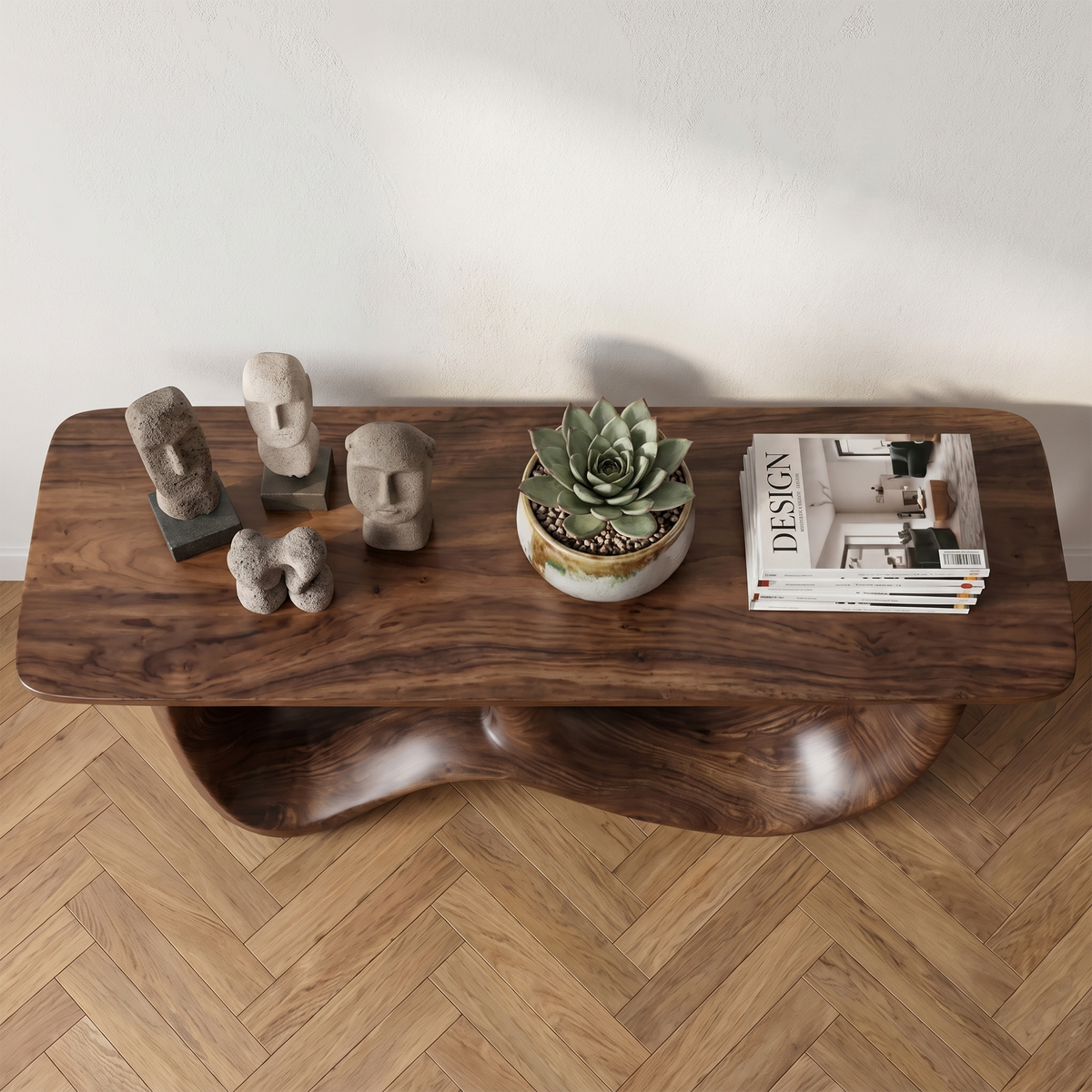 Minimalist Console Table With Flowing Loop Wood Base For Entryway - view 2 of 8