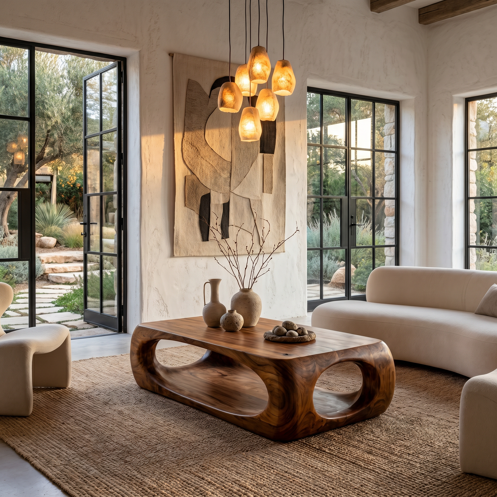 Nature Inspired Coffee Table With Flowing Open Form Base For Living Room - view 2 of 8