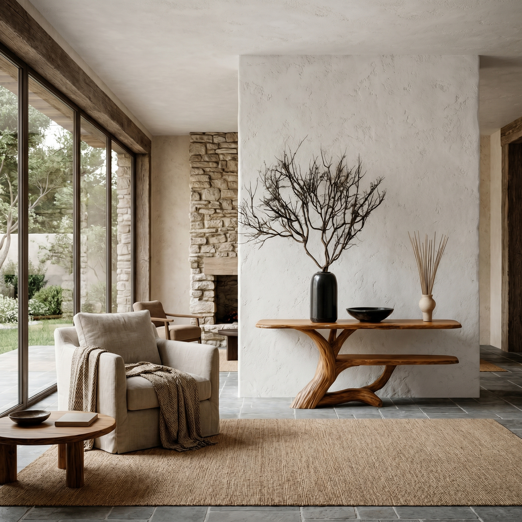 Nature Inspired Console Table With Open Shelf Storage For Living Room - view 2 of 8