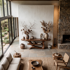 Rustic Console Table With Tree Inspired Solid Wood Base And Display Shelf - view 2 of 8