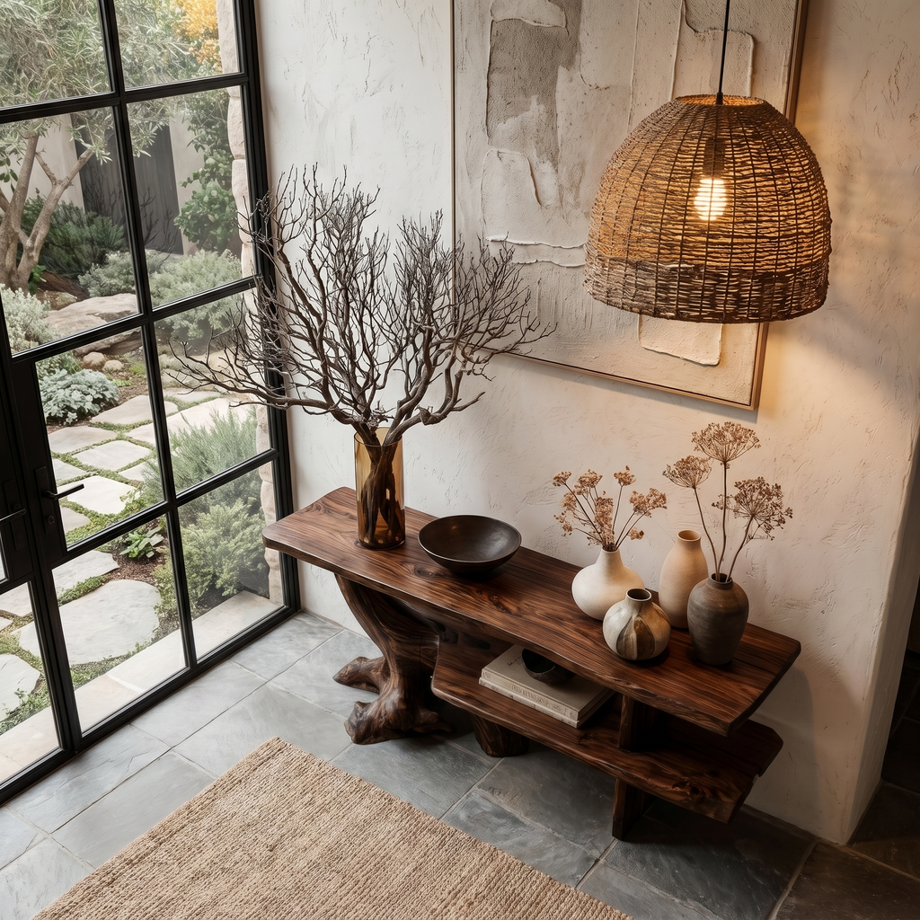 Organic Console Table With Sculptural Tree Branch Base For Entryway And Living Room - view 2 of 8
