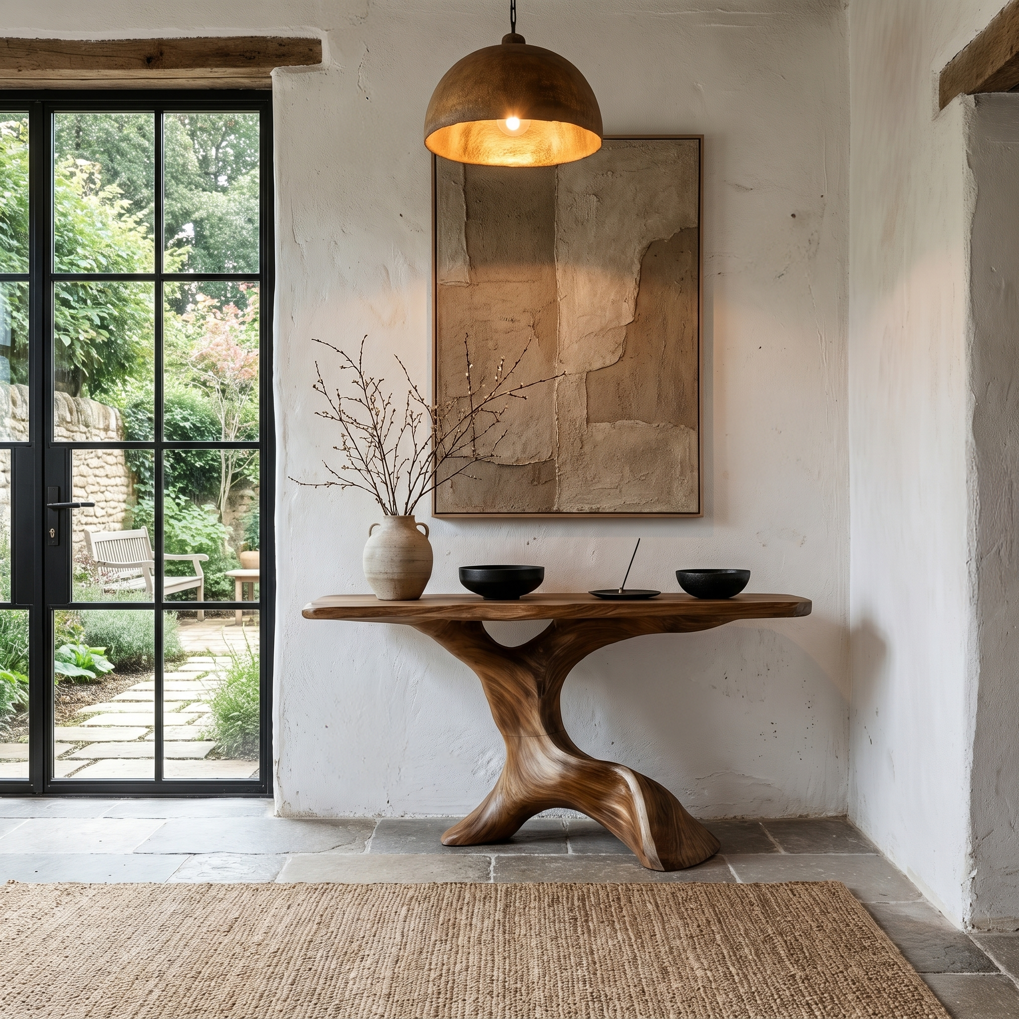 Rustic Console Table With Handcrafted Tree Root Base For Entryway And Living Room - view 7 of 8