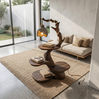 Nature Inspired Beside Table With Sculptural Tree Form And Ambient Lamp For Living Room - view 2 of 8