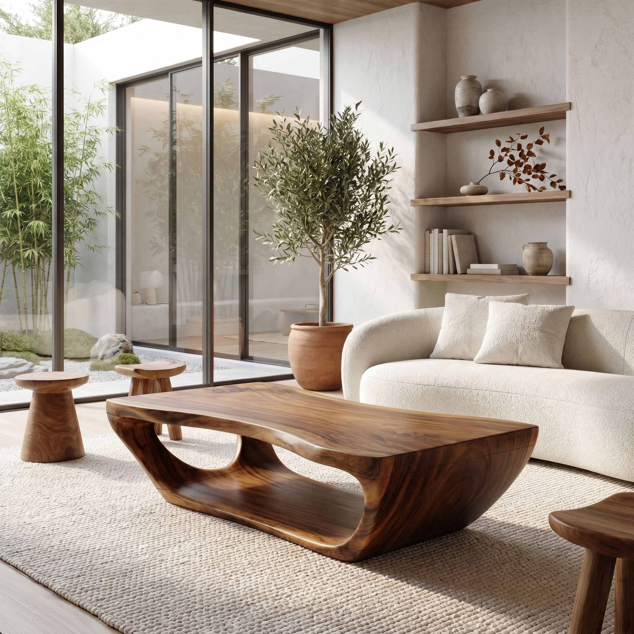 Wabi Sabi Coffee Table With Handcrafted Organic Wood Form For Living Room - view 3 of 8