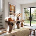 Rustic Organic Storage Console Table With Tree Inspired Base For Hallway And Living Room - view 2 of 8