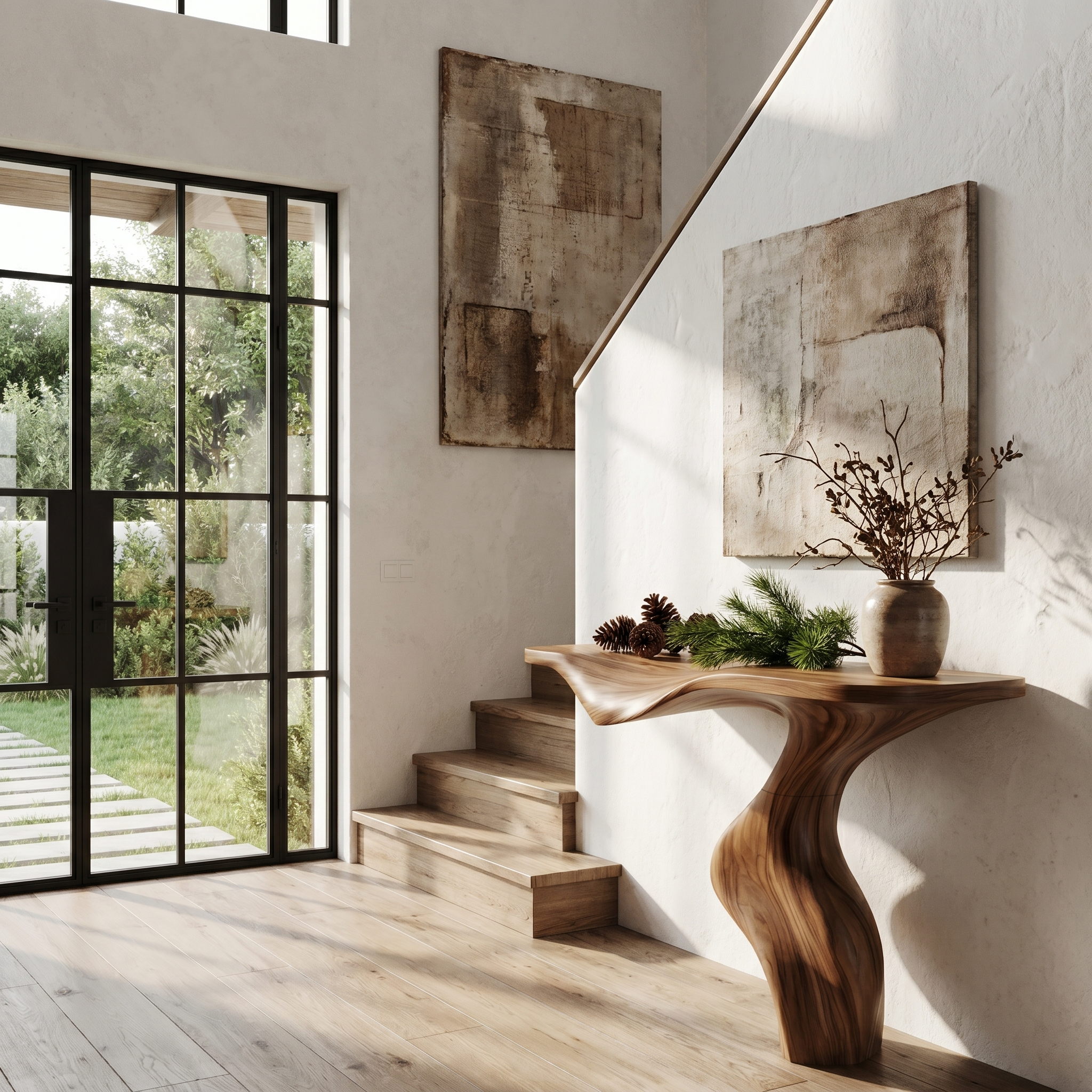 Modern Console Table With Statement Sculptural Base For Living Room - view 3 of 8