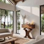Organic Console Table With Hidden Storage Cabinet For Living Room And Entryway - view 3 of 8