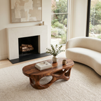 Sculptural Coffee Table With Interlocking Wood Base For Living Room - view 2 of 8