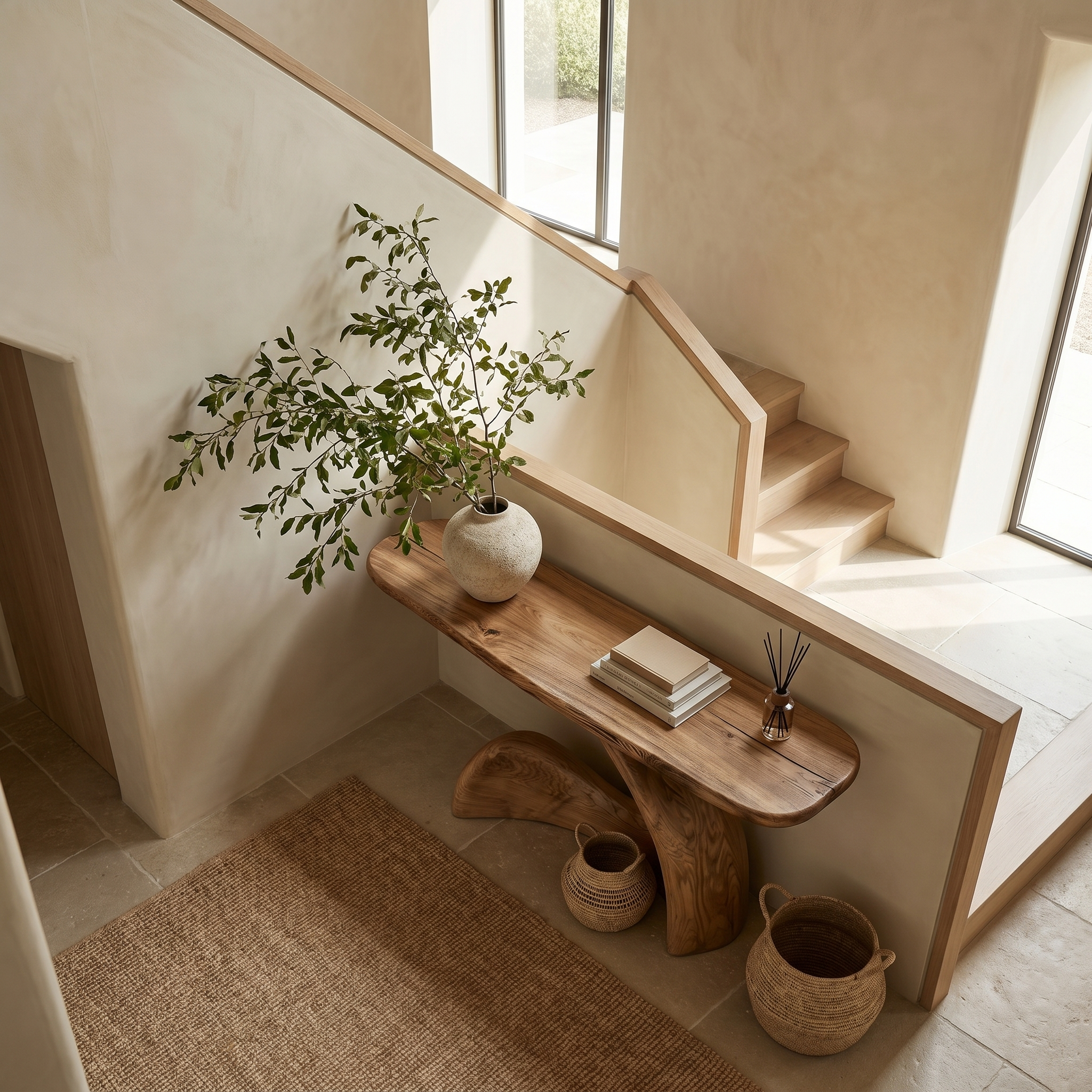 Organic Console Table With Sculptural Curved Wood Base For Entryway And Living Room - view 2 of 8