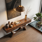 Modern Console Table With Built In Storage Cabinet And Sculptural Curved Wood Base For Entryway And Living Room - view 2 of 8
