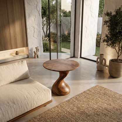 Organic Sculptural Side Table With Twisted Pedestal Base For Living Room And Bedroom - view 3 of 8