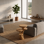 Rustic Sculptural Side Table With Handcrafted Solid Wood Pedestal Base For Living Room And Bedroom - view 3 of 8