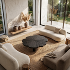 Rustic Clover Coffee Table With Hand Carved Solid Wood Design For Living Room - view 3 of 8
