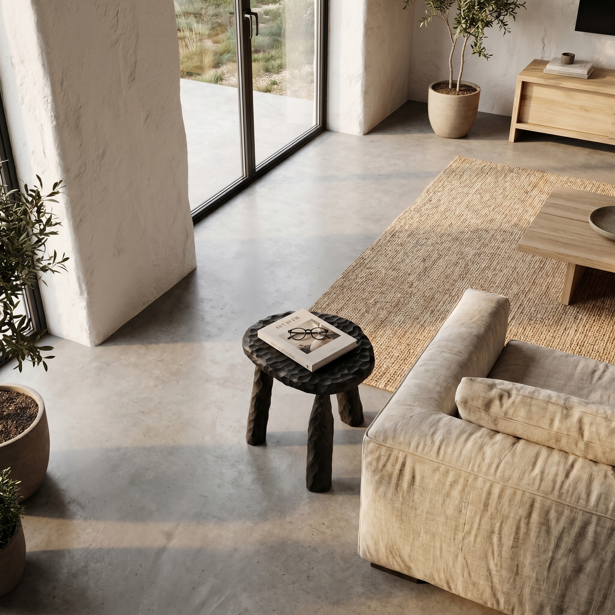 Rustic Side Table With Handcrafted Solid Wood Top And Chunky Pedestal Legs For Living Room And Bedroom - view 3 of 8