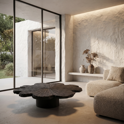 Modern Coffee Table With Sculptural Petal Inspired Design For Living Room - view 3 of 8