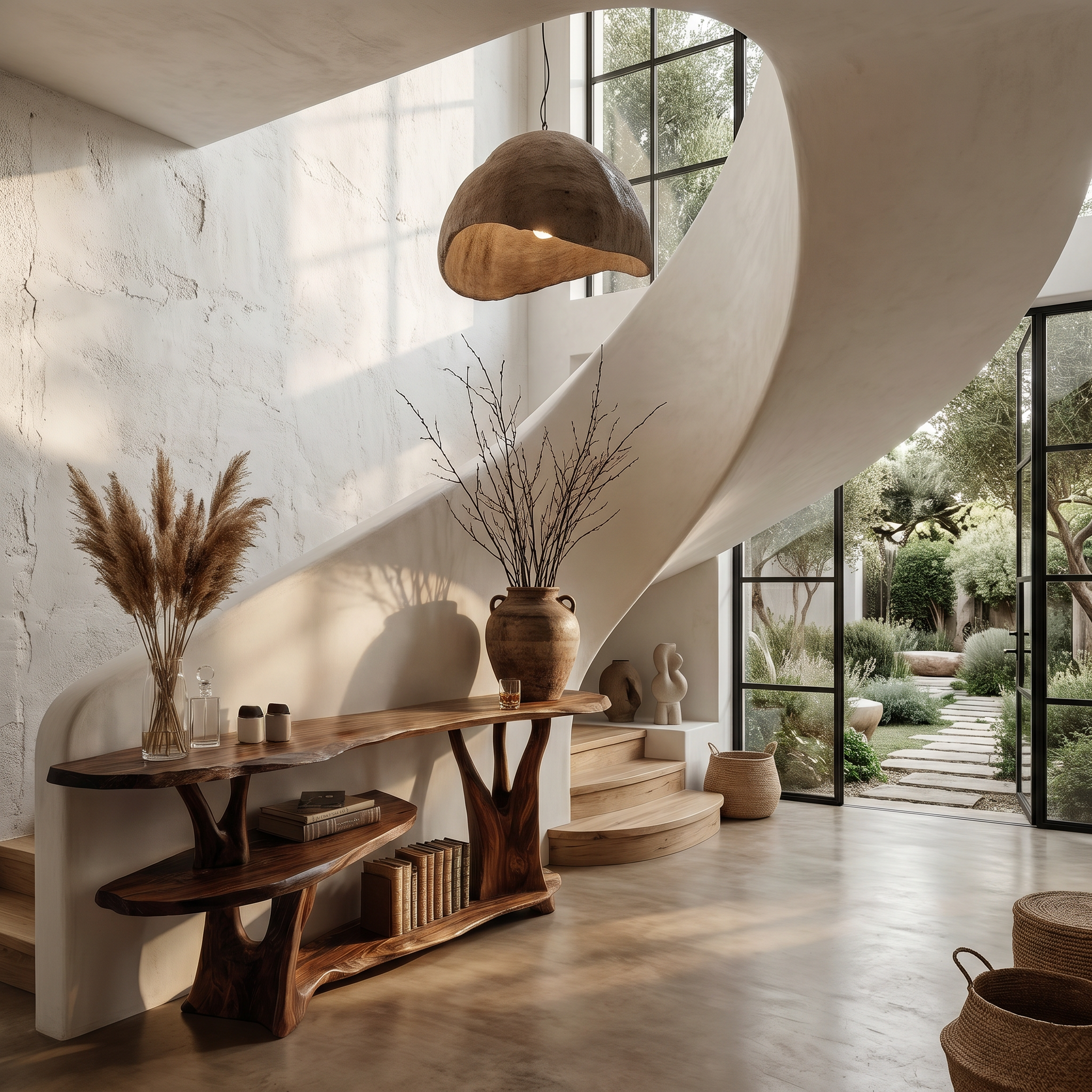 Organic Console Table With Sculptural Tree Root Base And Open Shelf Storage For Entryway And Living Room - view 7 of 8