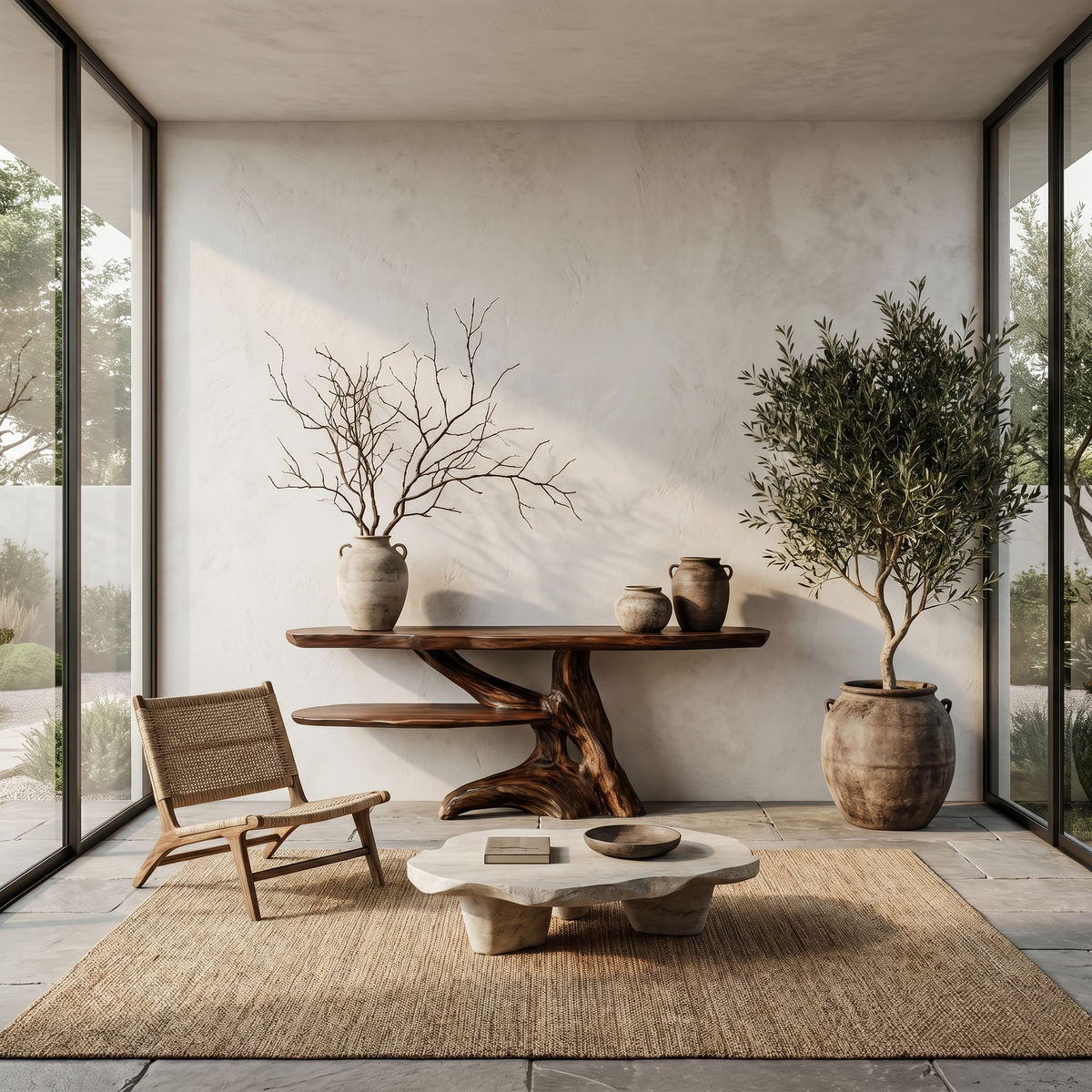 Contemporary Console Table With Sculptural Solid Wood Root Design For Entryway - view 3 of 8