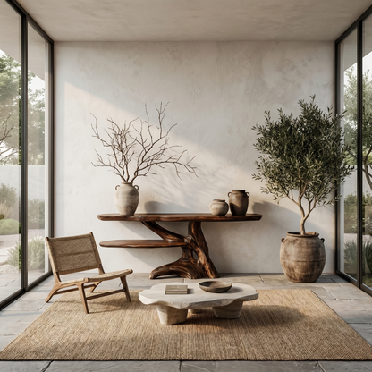 Contemporary Console Table With Sculptural Solid Wood Root Design For Entryway - view 3 of 8
