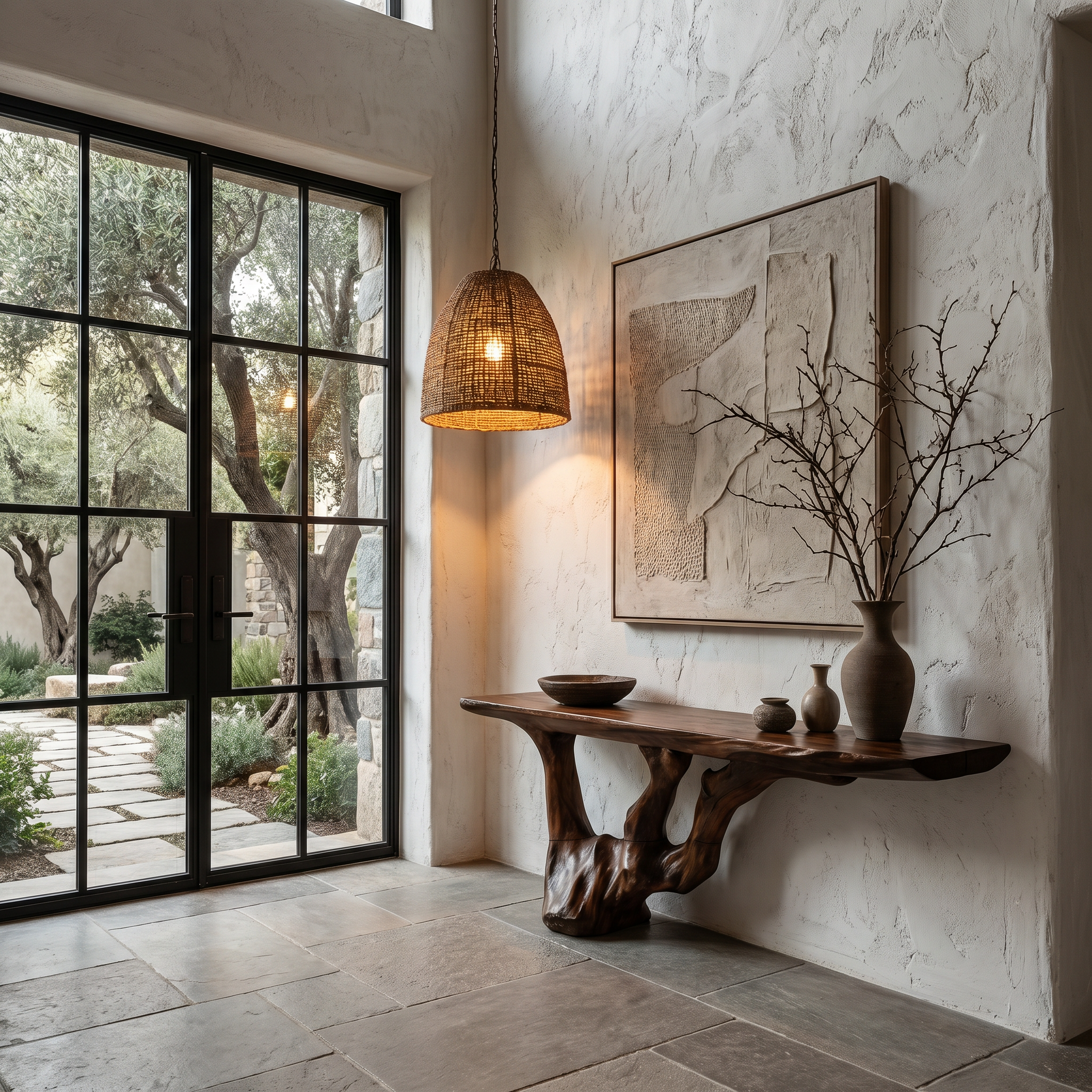 Rustic Console Table With Handcrafted Tree Root Base For Entryway And Living Room - view 3 of 8