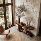 Rustic Live Edge Console Table With Natural Tree Form Base For Living Room - view 2 of 8