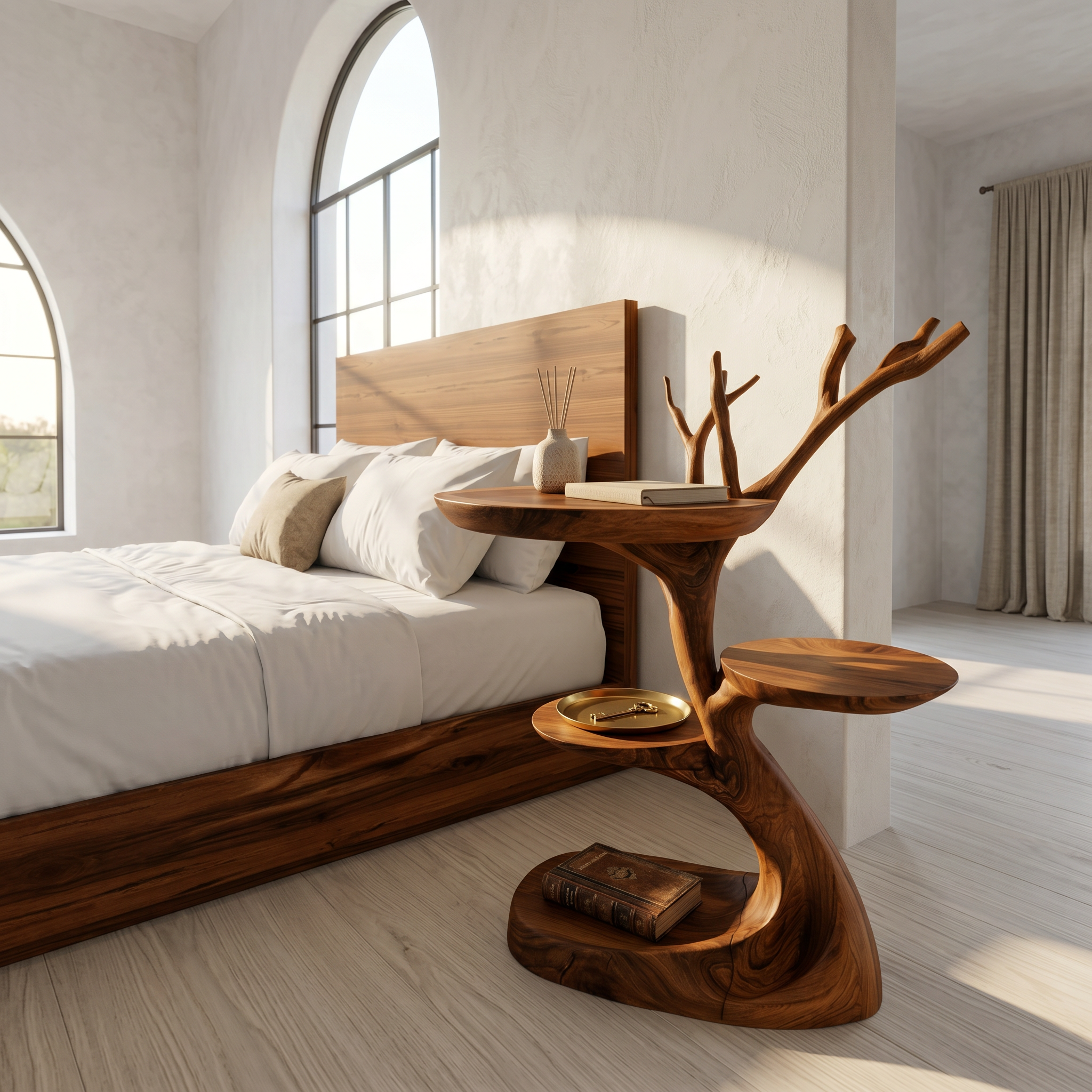 Rustic End Table With Tree Root Design For Bedroom And Living Room - view 2 of 8