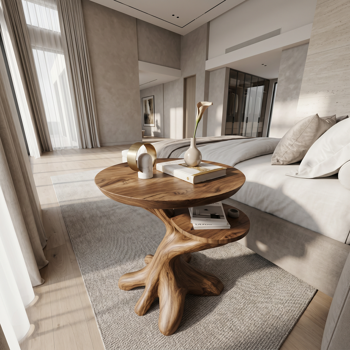 Modern Side Table With Organic Tree Root Silhouette For Living Room And Bedroom - view 3 of 8
