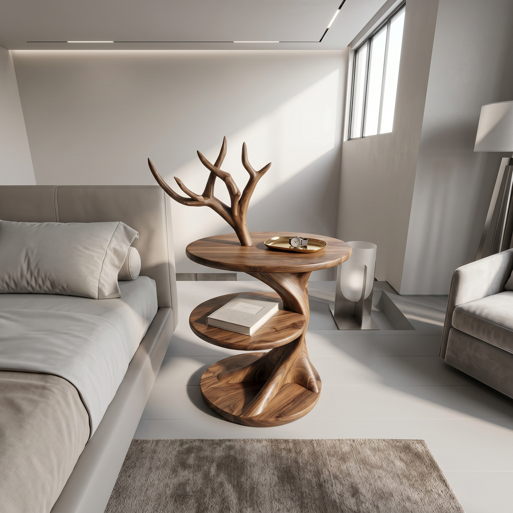 Organic Bedside Table With Sculptural Tree Branch Form For Bedroom And Reading Nook - view 2 of 8
