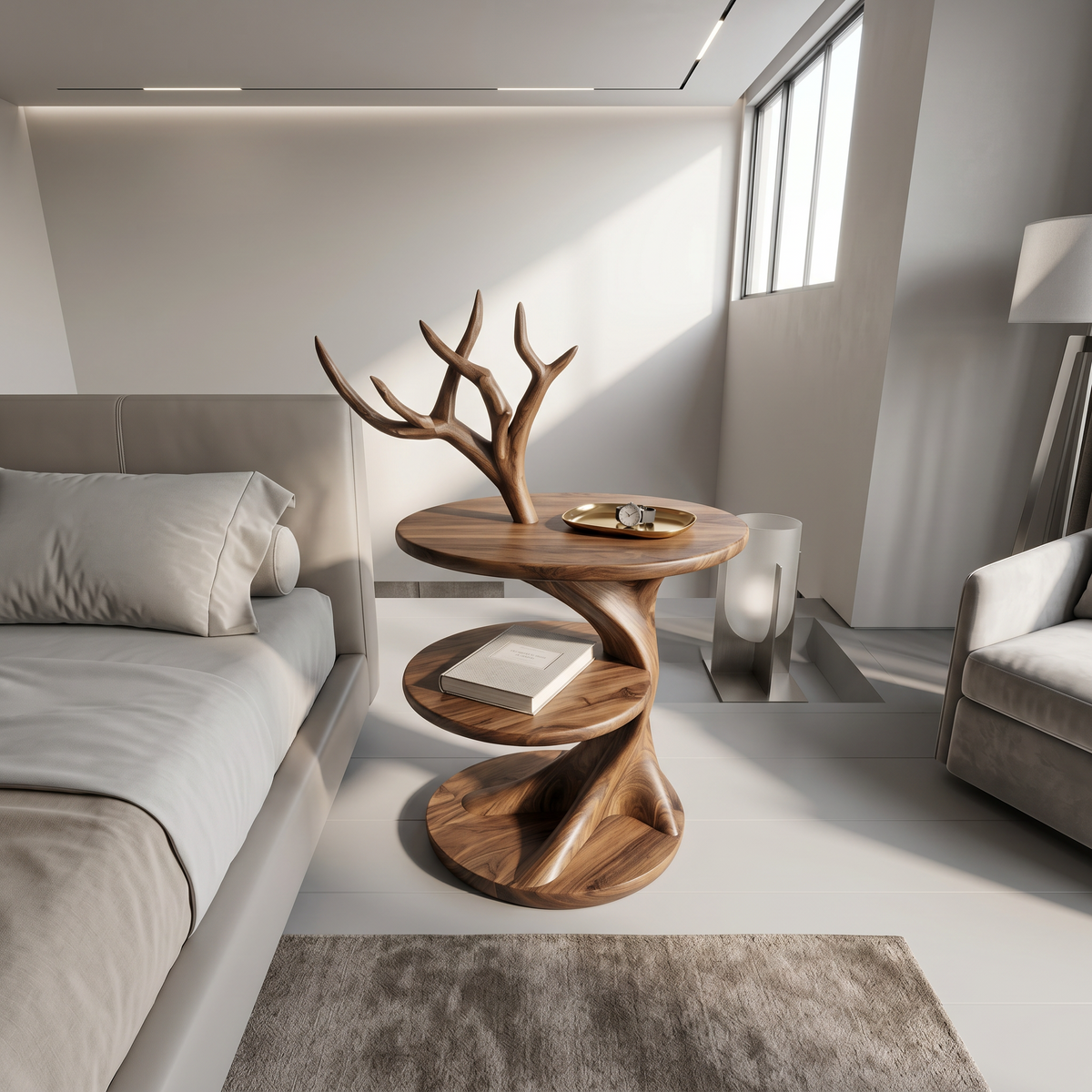Organic Bedside Table With Sculptural Tree Branch Form For Bedroom And Reading Nook - view 2 of 8