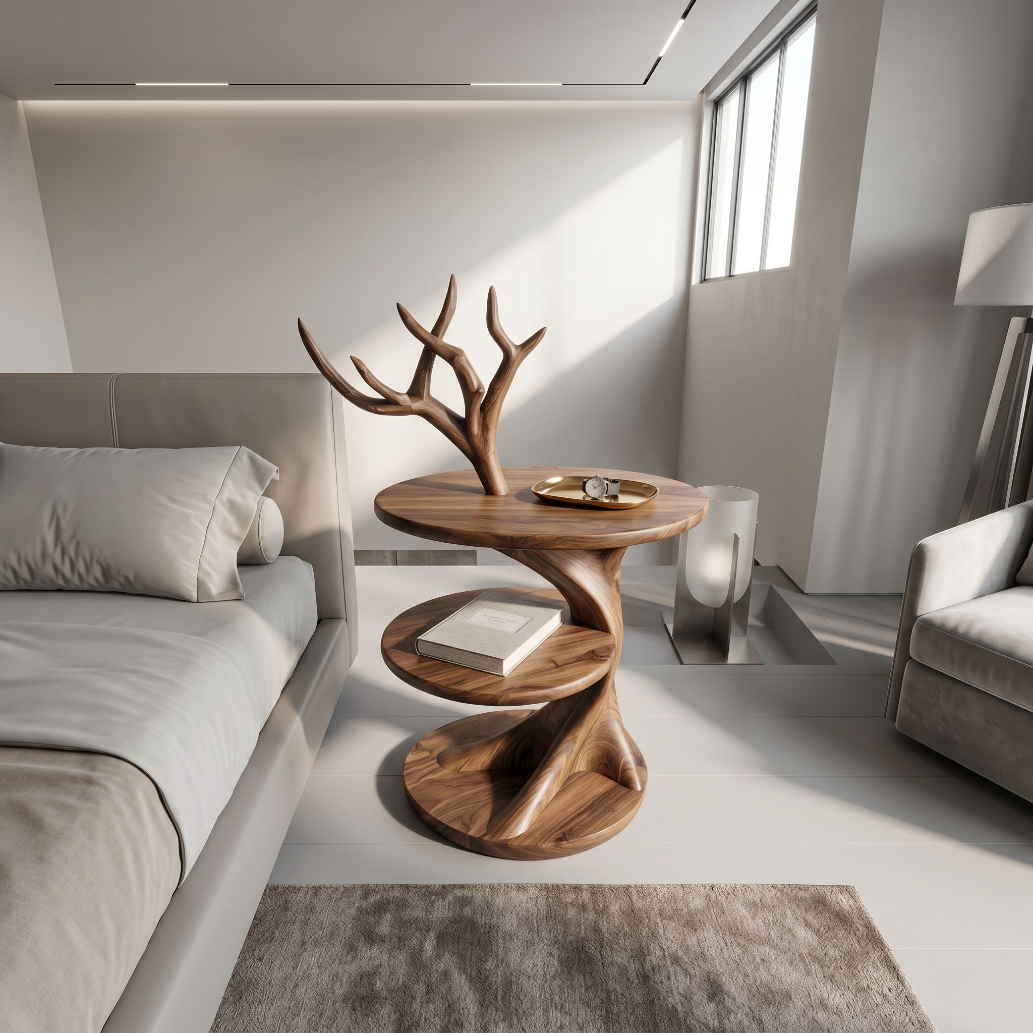 Organic Bedside Table With Sculptural Tree Branch Form For Bedroom And Reading Nook - view 2 of 8
