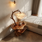 Organic End Table With Flower Lamp And Tree Branch Design For Bedroom And Reading Nook - view 2 of 8