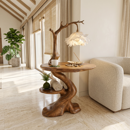 Modern End Table With Tree Branch Lamp Design For Bedroom And Living Room - view 2 of 8