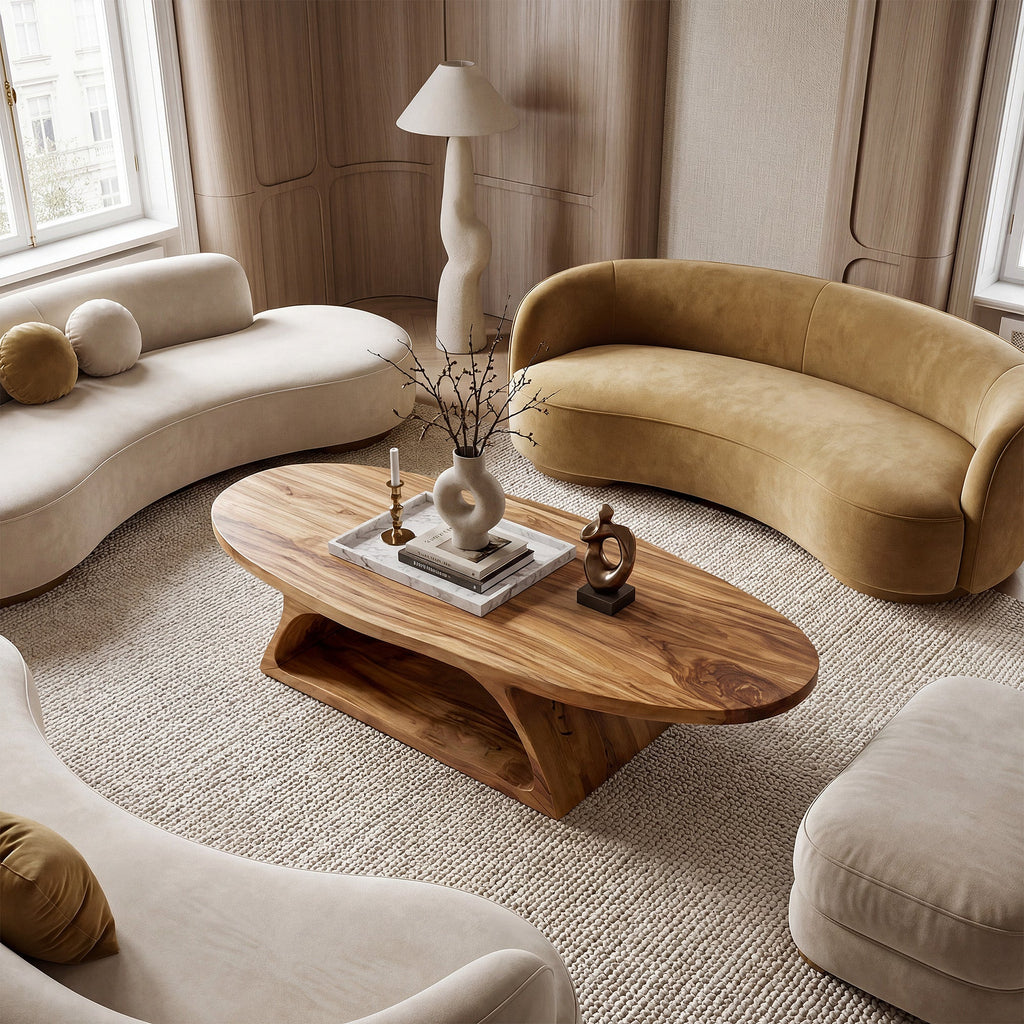 Organic Oval Coffee Table With Architectural Open Base - view 7 of 8