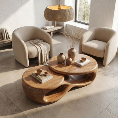 Organic Coffee Table With Sculptural Open Form Design For Living Room - view 2 of 8