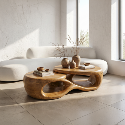 Handcrafted Coffee Table With Sculptural Curved Design For Living Room - view 3 of 8