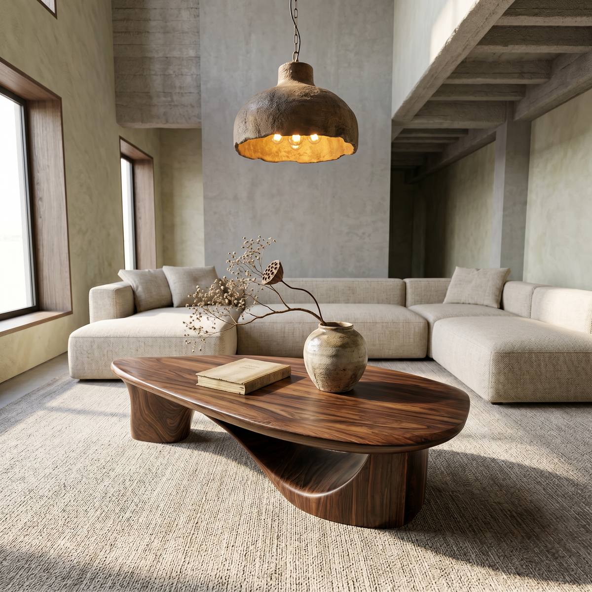 Contemporary Coffee Table With Sculptural Wooden Base For Living Room - view 2 of 8