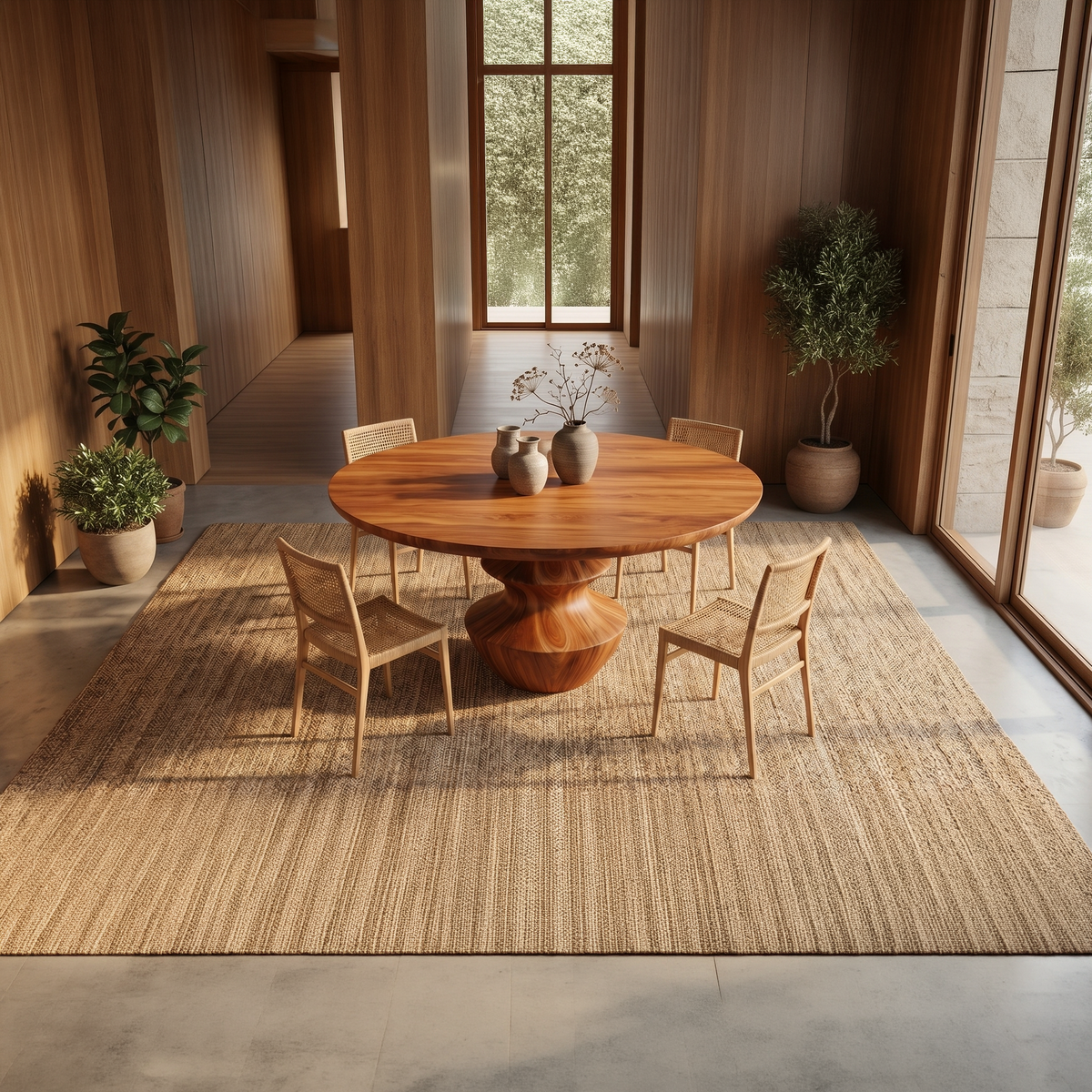 Modern Foyer Table With Sculptural Solid Wood Pedestal Base For Entryway - view 3 of 8