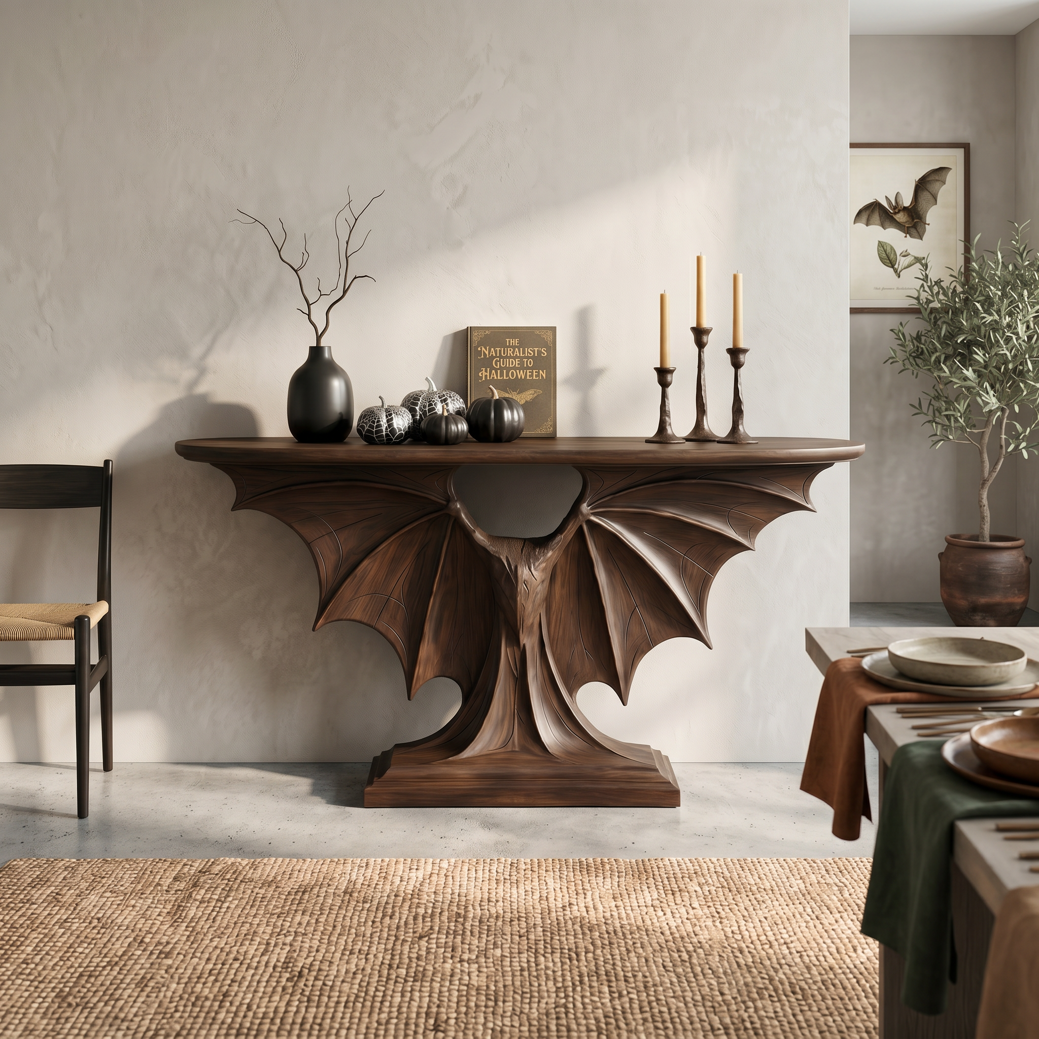 Modern Console Table Handcrafted Sculptural Design For Living Room Entryway - view 2 of 8