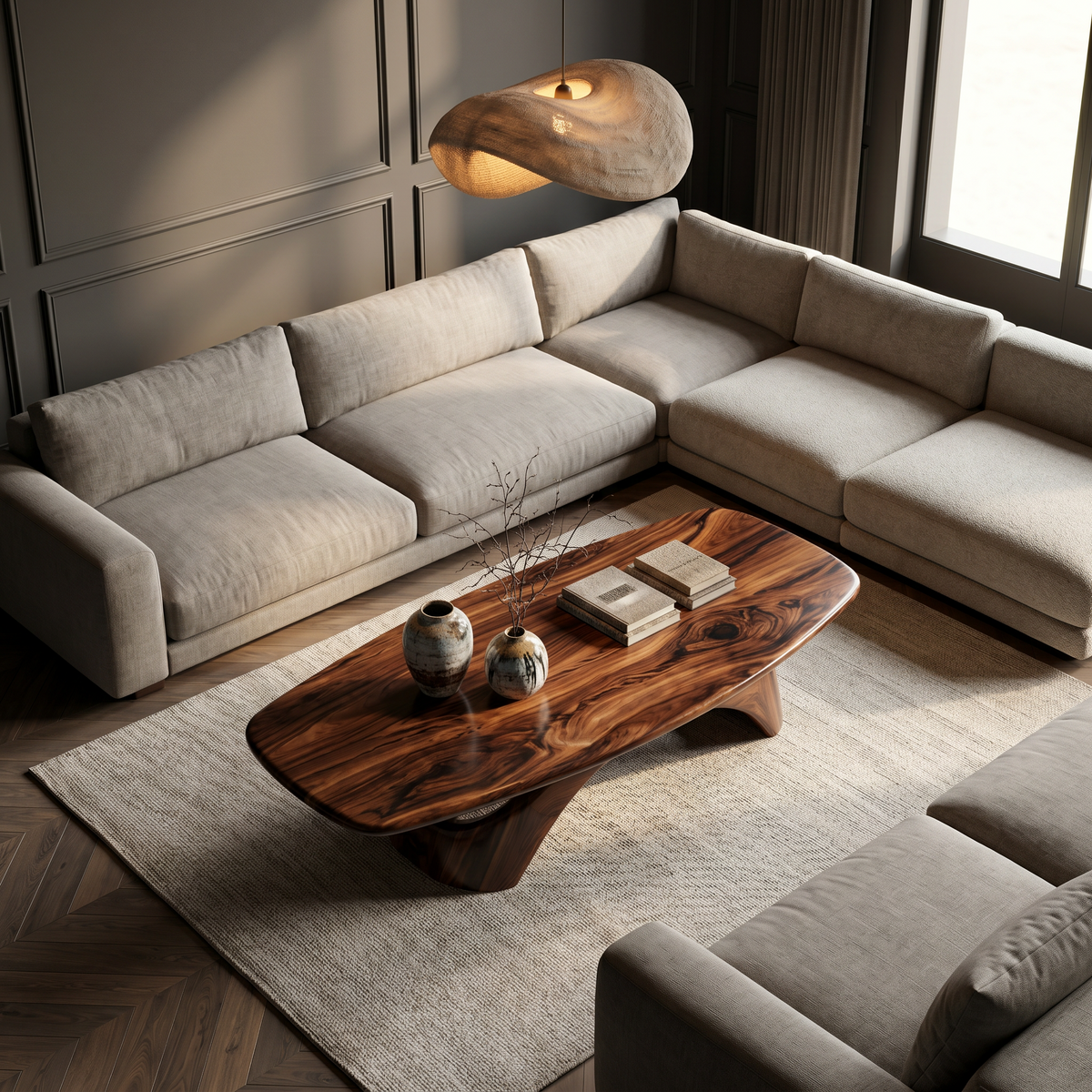 Rustic Coffee Table With Sculptural Wooden Base For Living Room - view 2 of 8
