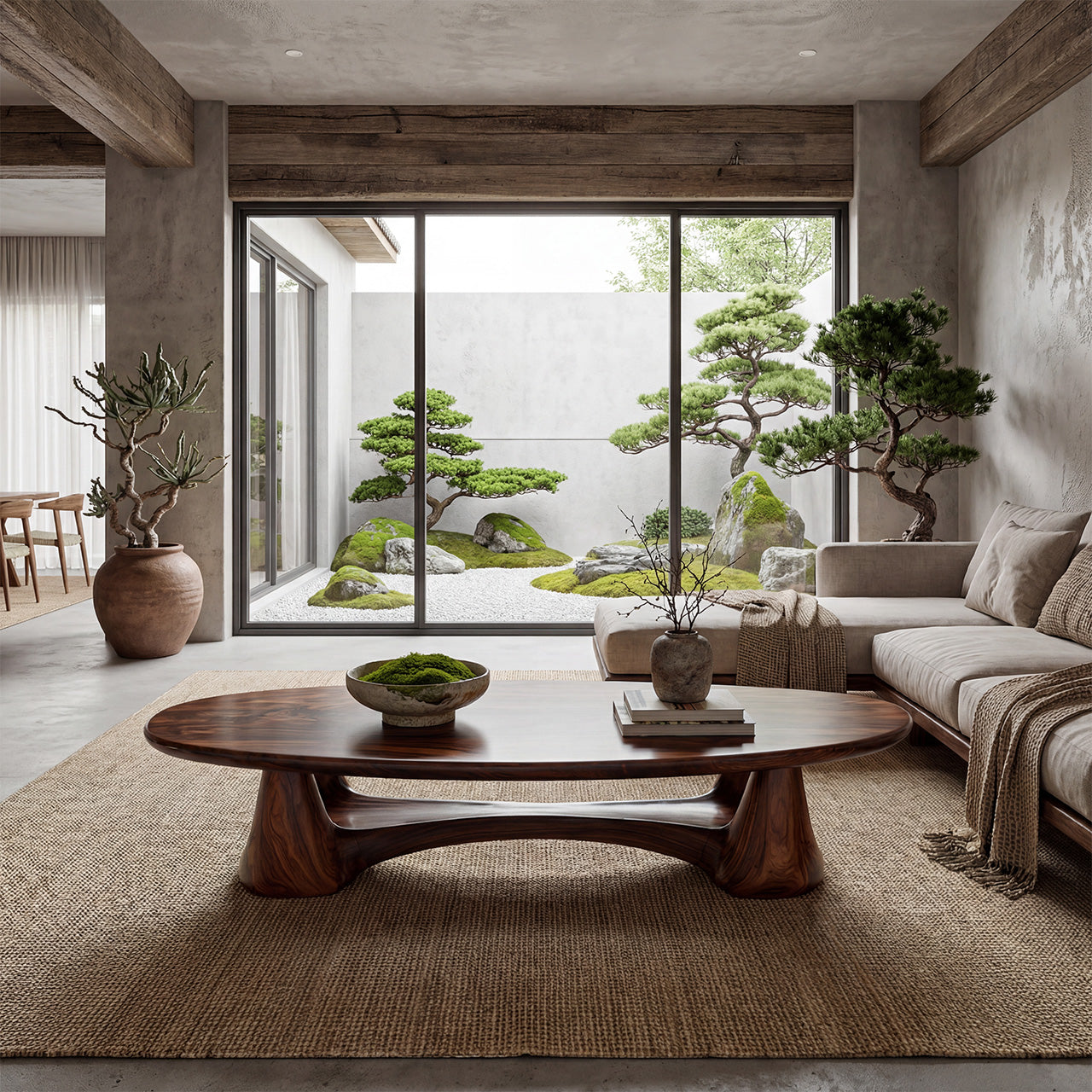 Organic Oval Coffee Table With Sculptural Pedestal Base - view 7 of 8