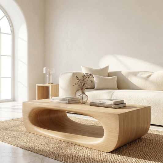 Modern Sculptural Coffee Table with Open Base, Minimalist Living Room Centerpiece - view 1 of 7