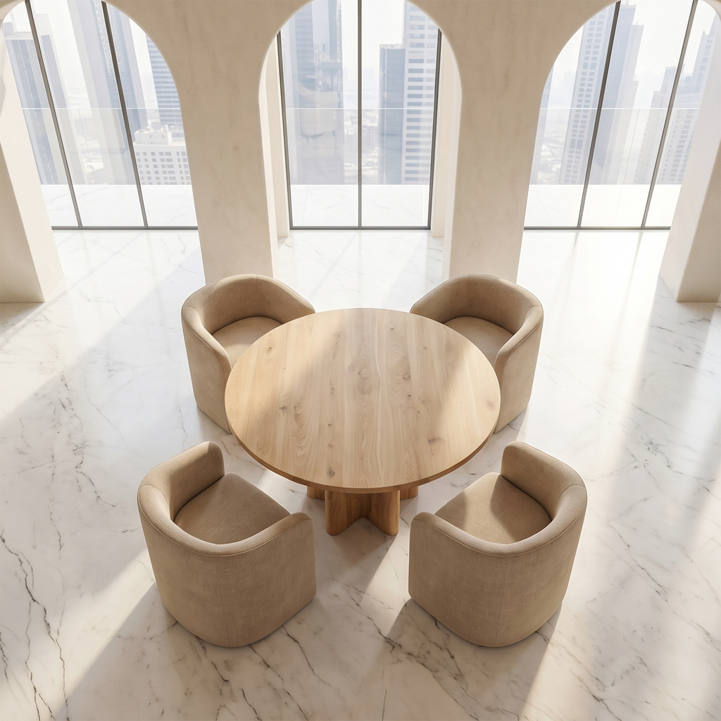 Organic Foyer Table With Sculptural Solid Wood Pedestal Base For Entryway - view 2 of 8