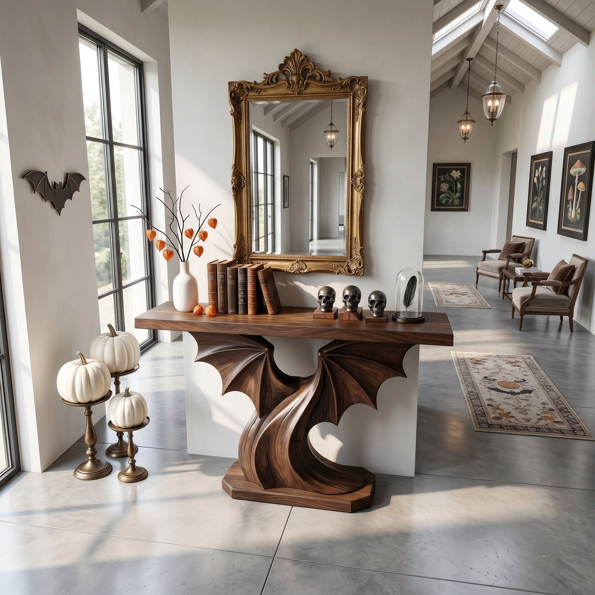 Modern Console Table Handcrafted Organic Sculptural Design For Entryway Hallway - view 2 of 8